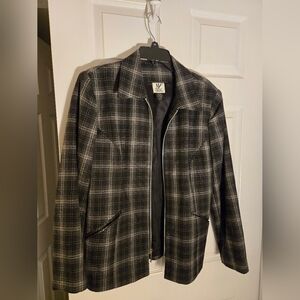Women's Black Plaid lined  Wool Blazer, L
